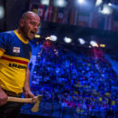 Team Romania competes during the Team Competition of the Stihl Timbersports World Championships at the Hakons Hall in Lillehammer, Norway on November 3, 2017.